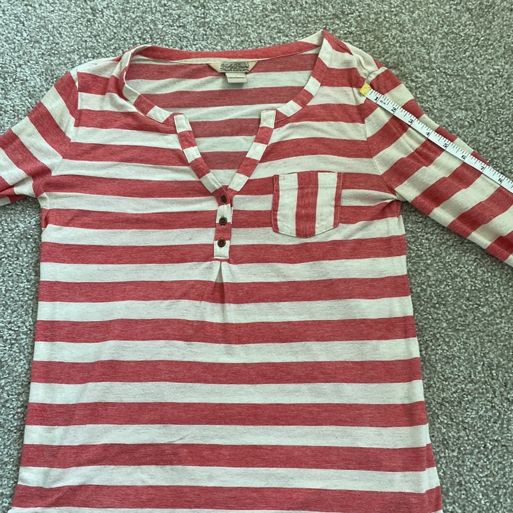 LUCKY BRAND Red & White Stripe Front Pocket Thermal Long Sleeve Top - Picture 11 of 14